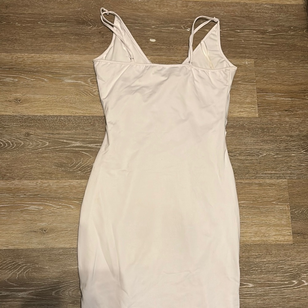 White Ruched Bodycon Dress - Picture 3 of 3